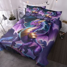 3D Dragon Gifts Bedding Set Purple Dragon Duvet Cover for Kids Boys Girls Room Decor, Wildlife Pattern Comforter Cover