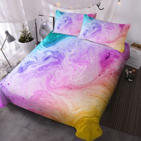 Kids' Duvet Cover Set: Premium Brushed Microfiber Pink and Purple Ombre Bedding Set - 3-Piece Comfy Quilt Cover for Girls Bedroom