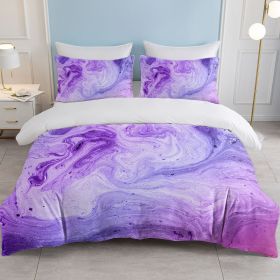 Teen Bedding Sets for Girls Marble Bedding Watercolor Purple Duvet Cover Set Modern Abstract Bed Set 3 Piece Girly Bedspreads (Twin)