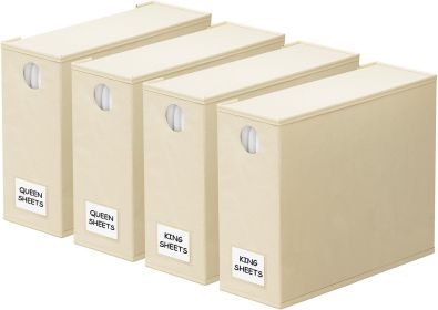 4 Pack Bed Sheet Organizers and Storage, Foldable Sheet Organizer for Linen Closet