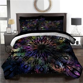Colored Mandala Flowers Pattern Comforter Set 8PCS King Size Soft Bedding Set - 1 Comforter, 1 Pilow Cover, 1 Flat Sheet, 1 Fitted Sheet