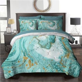 Green Marble Comforter Set 8 Piece Turquoise Chic Girly Gold Marble Bed in A Bag Twin Size Complete Set Modern Abstract Marble Bedding for Kids G