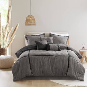 7 Piece Micro Corduroy Comforter Set Grey Queen