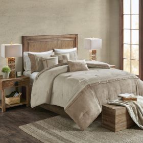 7 Piece Faux Suede Comforter Set Tan King