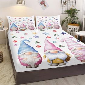 Christmas Fitted Sheet Set Xmas Snowman Bed Sheets for Kids Teen Girls Winter Snowflakes Christmas Decor Bedding Set 1 Fitted Sheet & 2 Pillowcas (size: KING)