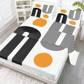 Modern Boho 4 Piece Flat Sheets Set, Abstract Minimalist Art Bed Set with 1 Fitted Sheet 1 Flat Sheet 2 Pillowcases, Black White (size: Full)