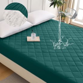 Diamond Grid Ultrasonic Waterproof Mattress Protector, KING (Color: Green)
