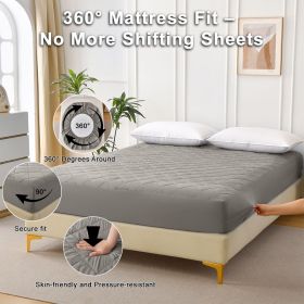 Diamond Grid Ultrasonic Waterproof Mattress Protector, QUEEN (Color: Gray)