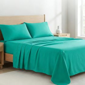 4pcs ultra-soft 85g sheet and pillowcase set, soft solid color, machine washable, suitable for all seasons, Christmas comfortable bedding set (Color: Tea Blue, size: full(53.94''*74.8''))