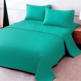 4pcs ultra-soft 85g sheet and pillowcase set, soft solid color, machine washable, suitable for all seasons, Christmas comfortable bedding set (Color: Tea Blue, size: king(75.98''*79.92''))