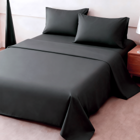 4pcs Ultra Soft 85g Sheet & Pillowcase Set, Sanded Sanded, Soft Wear-Resistant, Solid, Machine Washable, All-Season, Christmas Comforter Set, Twi (Color: Grey, size: queen(59.84''*79.92''))