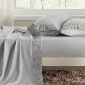 Luxury Sheet Sets Super Soft Easy Care Microfiber 3/4-Pieces Bed Sheet Set With 16-Inch Deep Pockets (Color: Grey, size: TWIN)