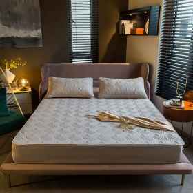 Grey Quilted Fitted Sheet, Fits Mattress Up to 15" Deep, 2/3-Piece Set (Color: Grey, size: Full)