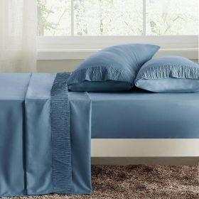 Luxury Sheet Sets Super Soft Easy Care Microfiber 3/4-Pieces Bed Sheet Set With 16-Inch Deep Pockets (Color: Blue, size: TWIN)
