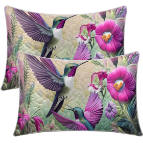 2pcs Purple Bird Pillow Case Enchanting trumpet flower Pillow Covers Harmonious World of Animals and Plants Decorative Pillowcases(temu can only (default: default title)