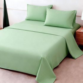 4-piece ultra-soft 85g bed sheet and pillowcase set. Soft and durable, solid color, machine washable (Color: Light green, size: full(53.94''*74.8''))