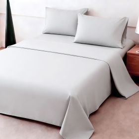 4-piece ultra-soft 85g bed sheet and pillowcase set. Soft and durable, solid color, machine washable (Color: light grey, size: king(75.98''*79.92''))