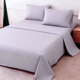 4pcs ultra-soft 85g sheet and pillowcase set, soft solid color, machine washable, suitable for all seasons, Christmas comfortable bedding set (Color: Lavender Purple, size: king(75.98''*79.92''))