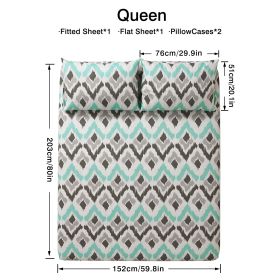 4pcs ultra-soft 85g brushed printed sheets and pillowcases, machine washable, suitable for all seasons (size: queen(59.84''*79.92''))