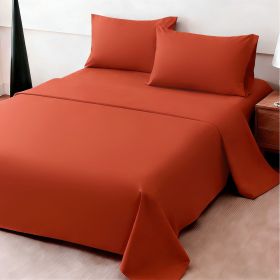 4pcs ultra-soft 85g sheet and pillowcase set, soft solid color, machine washable, suitable for all seasons, Christmas comfortable bedding set (Color: Orange, size: queen(59.84''*79.92''))
