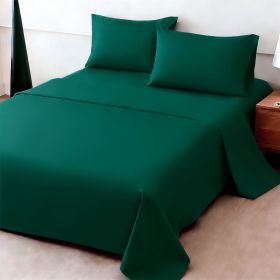 4pcs ultra-soft 85g sheet and pillowcase set, soft solid color, machine washable, suitable for all seasons, Christmas comfortable bedding set (Color: peacock blue, size: full(53.94''*74.8''))