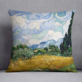 Wheat Field with Cypresses Cushion (Insert: Without Insert, size: 20" X 20")