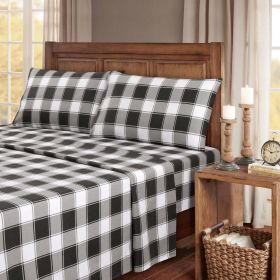 Kathy Ireland 100% Turkish Cotton Flannel Sheet Set (Color: Gingham Plaid, size: KING)