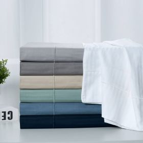 Kathy Ireland 500 Thread Count Damask Stripe Sheet Set (Color: Classic Blue, size: QUEEN)