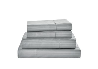 Kathy Ireland 500 Thread Count Damask Stripe Sheet Set (Color: Grey, size: KING)