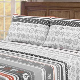 Kathy Ireland 100% Turkish Cotton Flannel Sheet Set (Color: Holiday Flurries, size: Full)