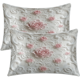 Pink Rose Pillow Case White Romance Pillow Covers Pure and loving Decorative 2 Pillowcases(temu can only be self-picked up) (default: default title)